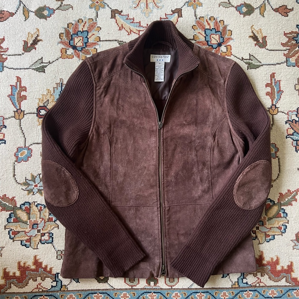 Vintage Women's Suede Utility Jacket in Rich Brown